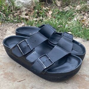 Birkenstock Papillio platform Arizona slide sandals size 39 black reg width